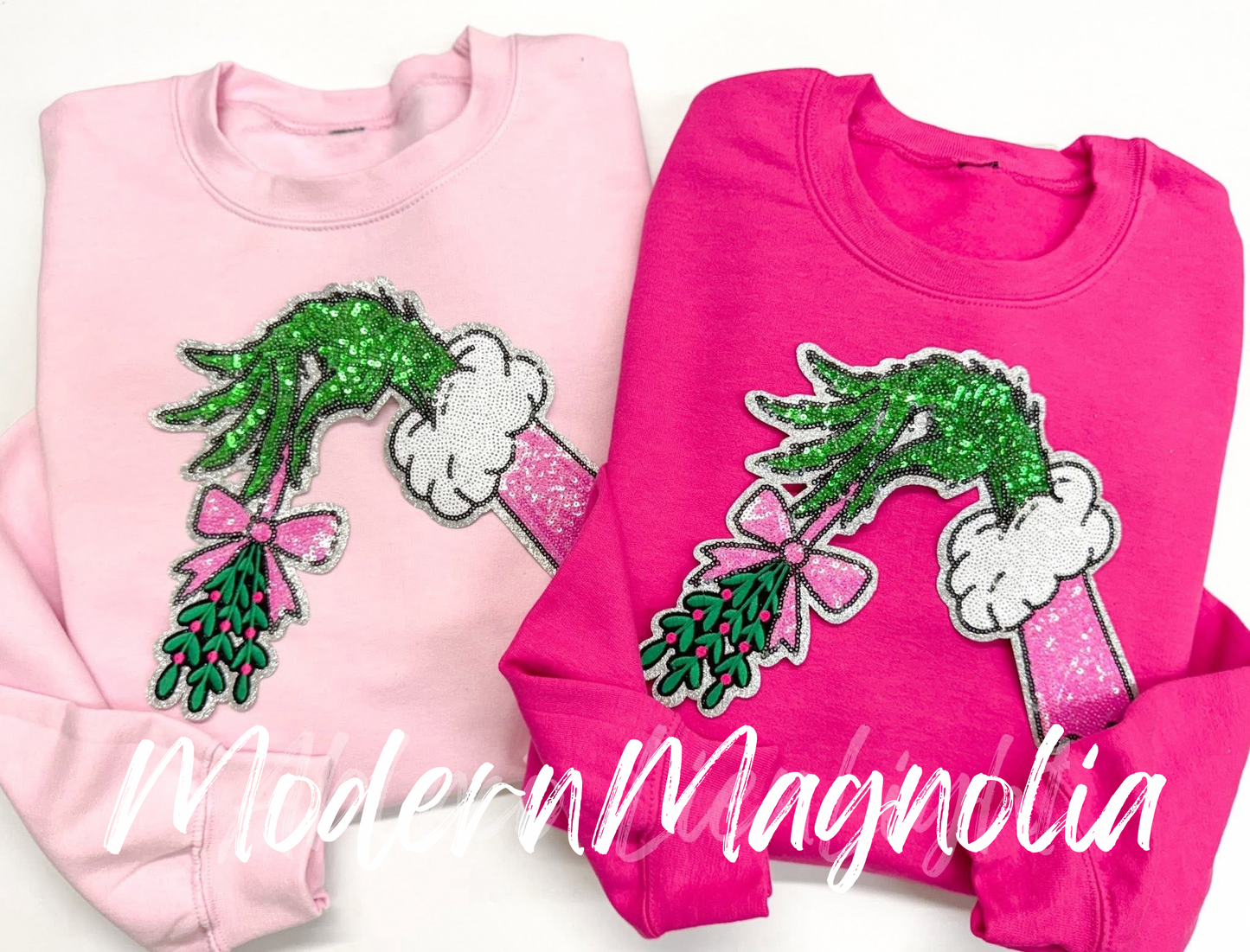 Grinch Mistletoe Sequins Patch Sweatshirt