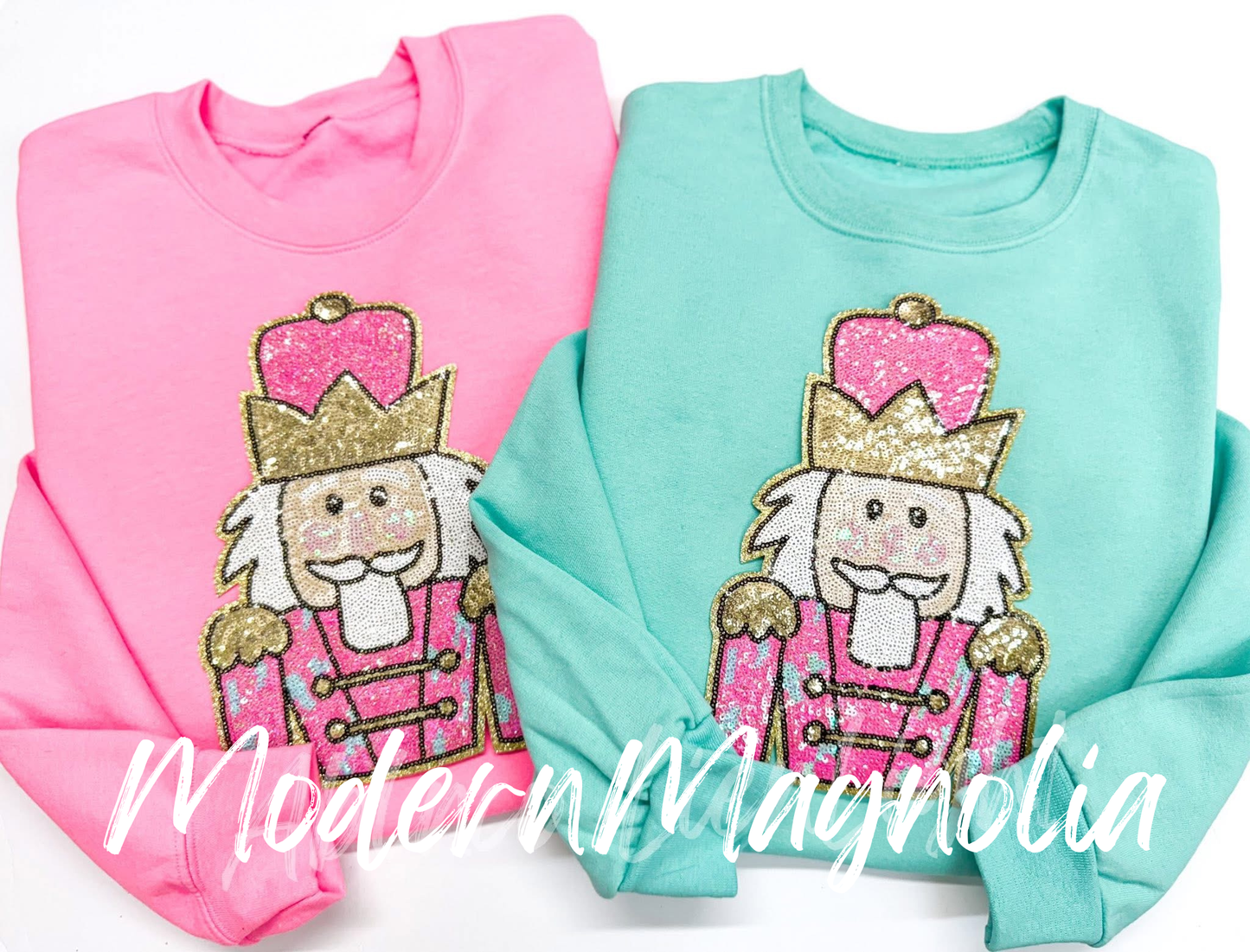 Nutcracker Pink Gold Sequins Patch Sweatshirt