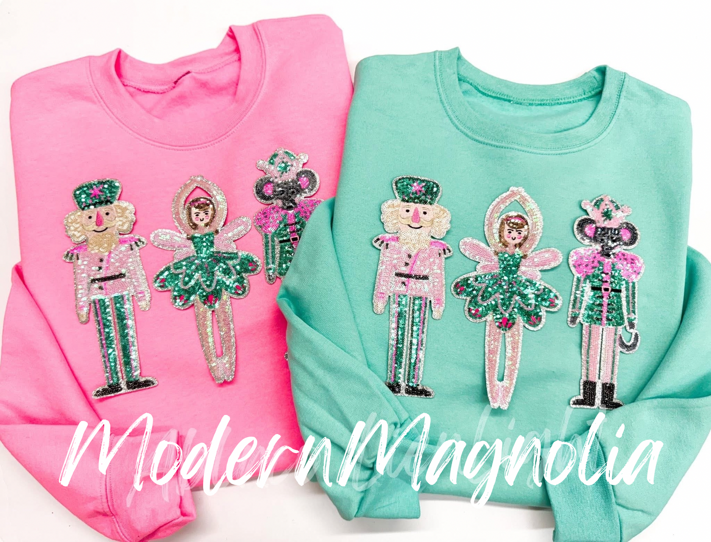 Nutcracker Ballerina Mouse Trio Sequins Patch Sweatshirt