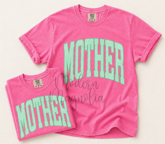 Preppy Mother Tee | Neon Pink