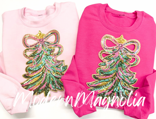 Christmas Tree Sequins Patch Sweatshirt