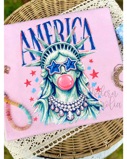 Preppy Lady of Liberty Short Sleeve Tee
