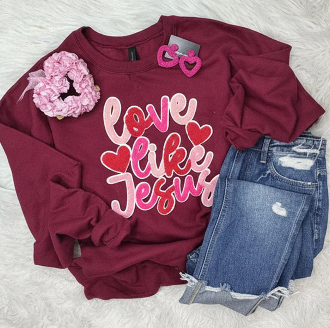 Love Like Jesus Chenille Patch Crewneck