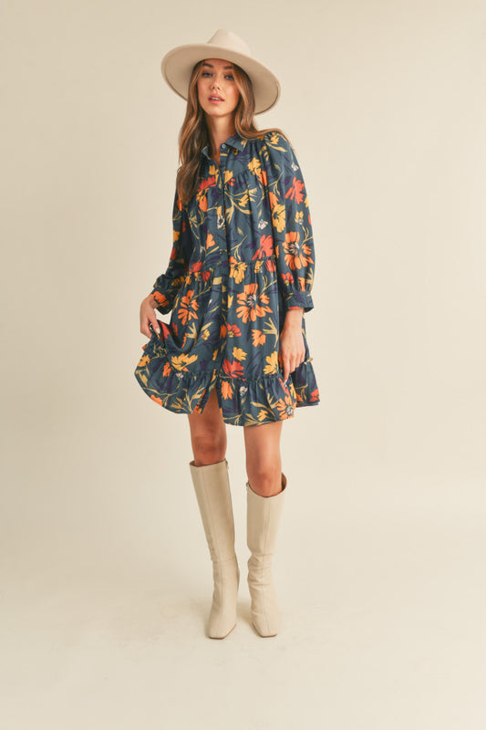 Teal Floral Dress