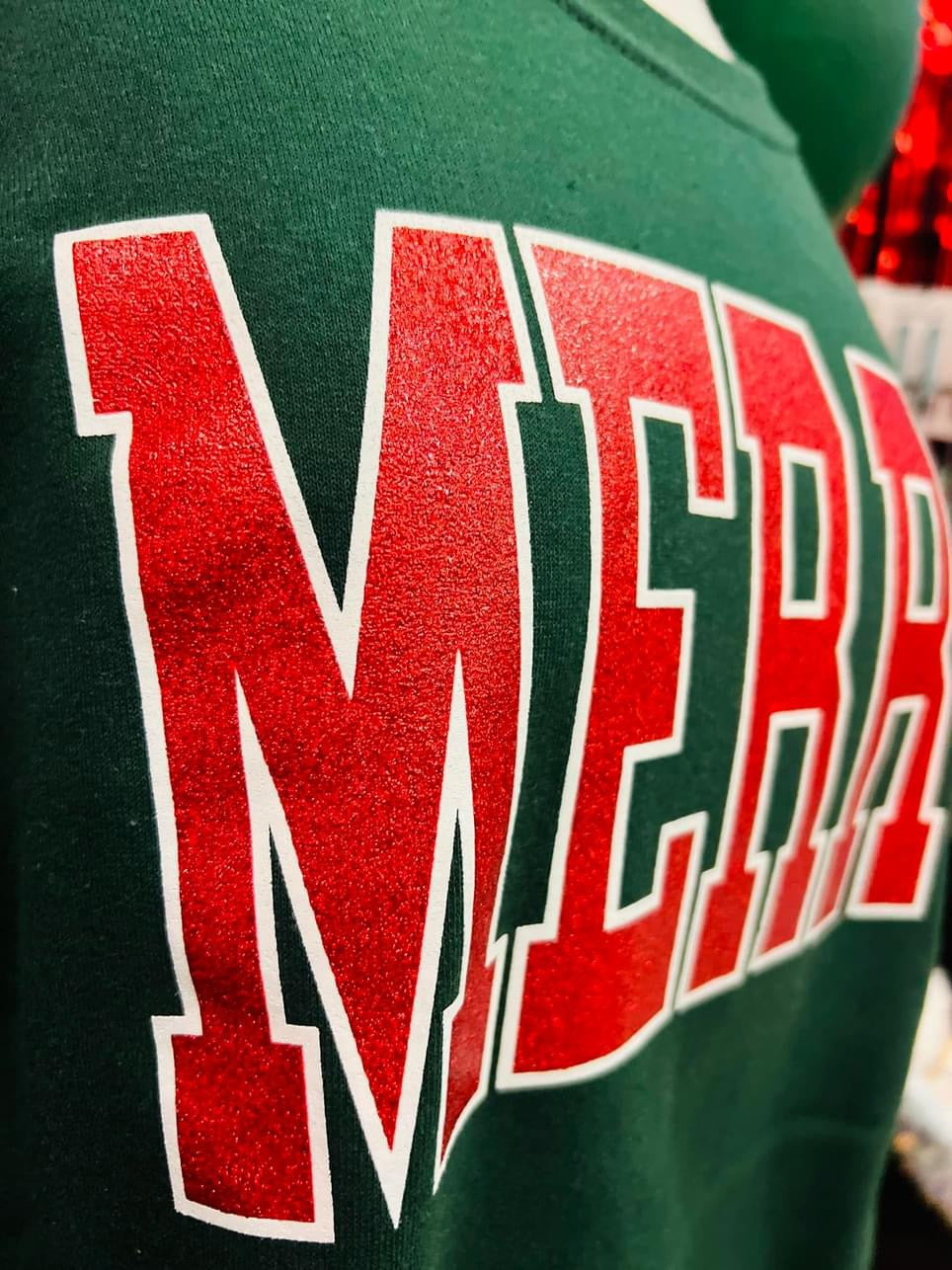 Merry University Glitter Crewneck