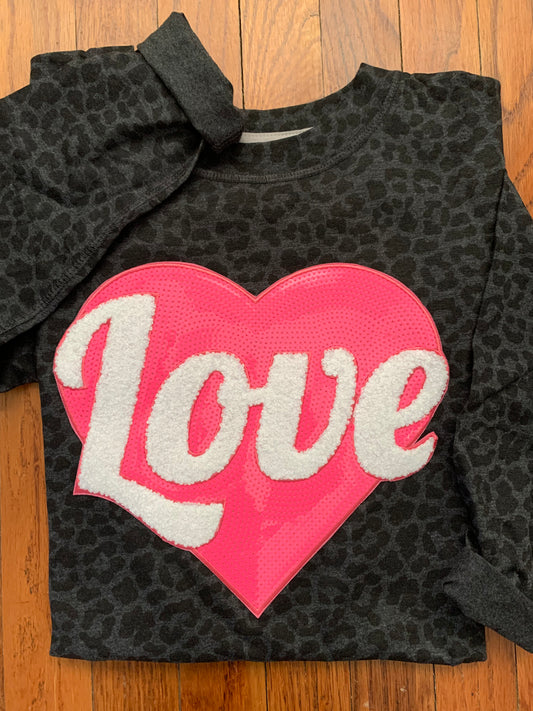 Neon Pink Heart Love Patch Long Sleeve