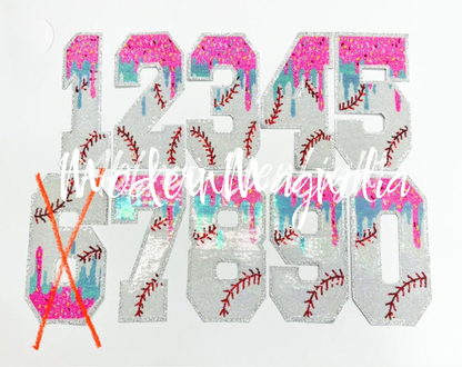 Sequin Baseball Drip Number Gameday Tee