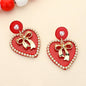Red Bow Heart Earrings