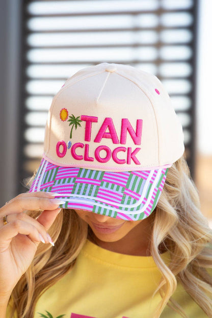 Tan O'Clock Patch Work Trucker Hat