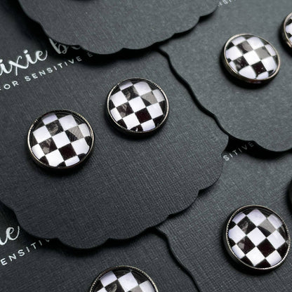 Ready, Set, Go! Checkered Glass Studs