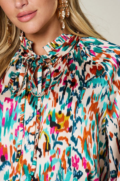 Jane Printed Button Up Long Sleeve Shirt