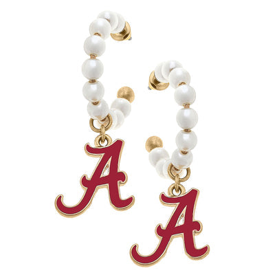 Pearl Hoop Drop Earrings-Bama