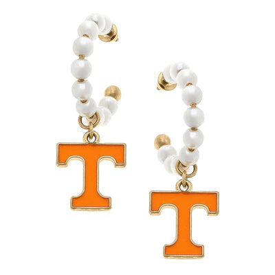 Pearl Hoop Drop Earrings- Tennessee