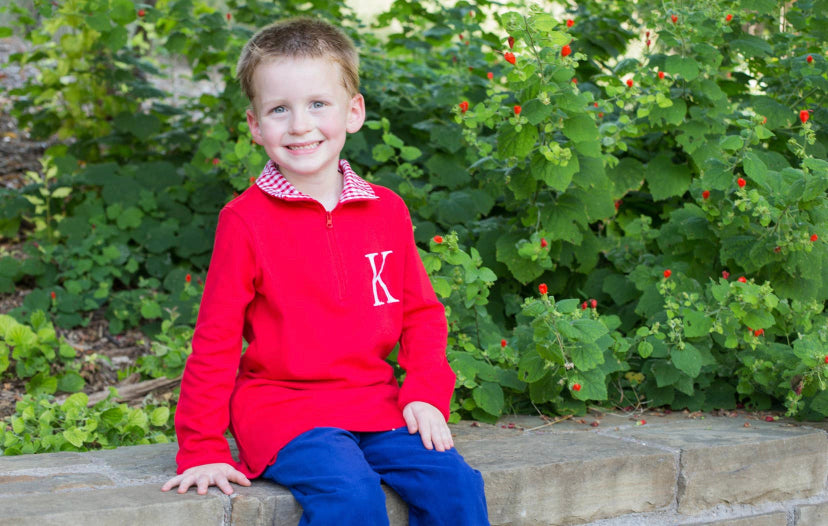Gingham Monogram Pullover