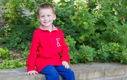 Gingham Monogram Pullover
