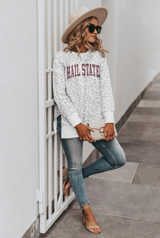 Mississippi State Cheetah Side Split Pullover